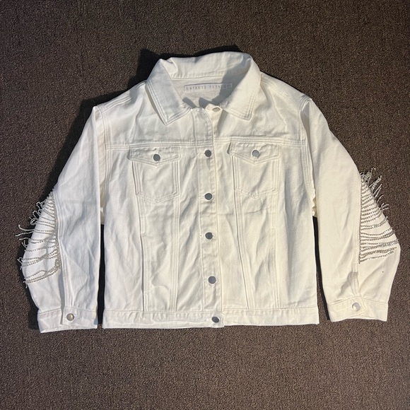 White denim bedazzled jacket - Picture 1 of 9